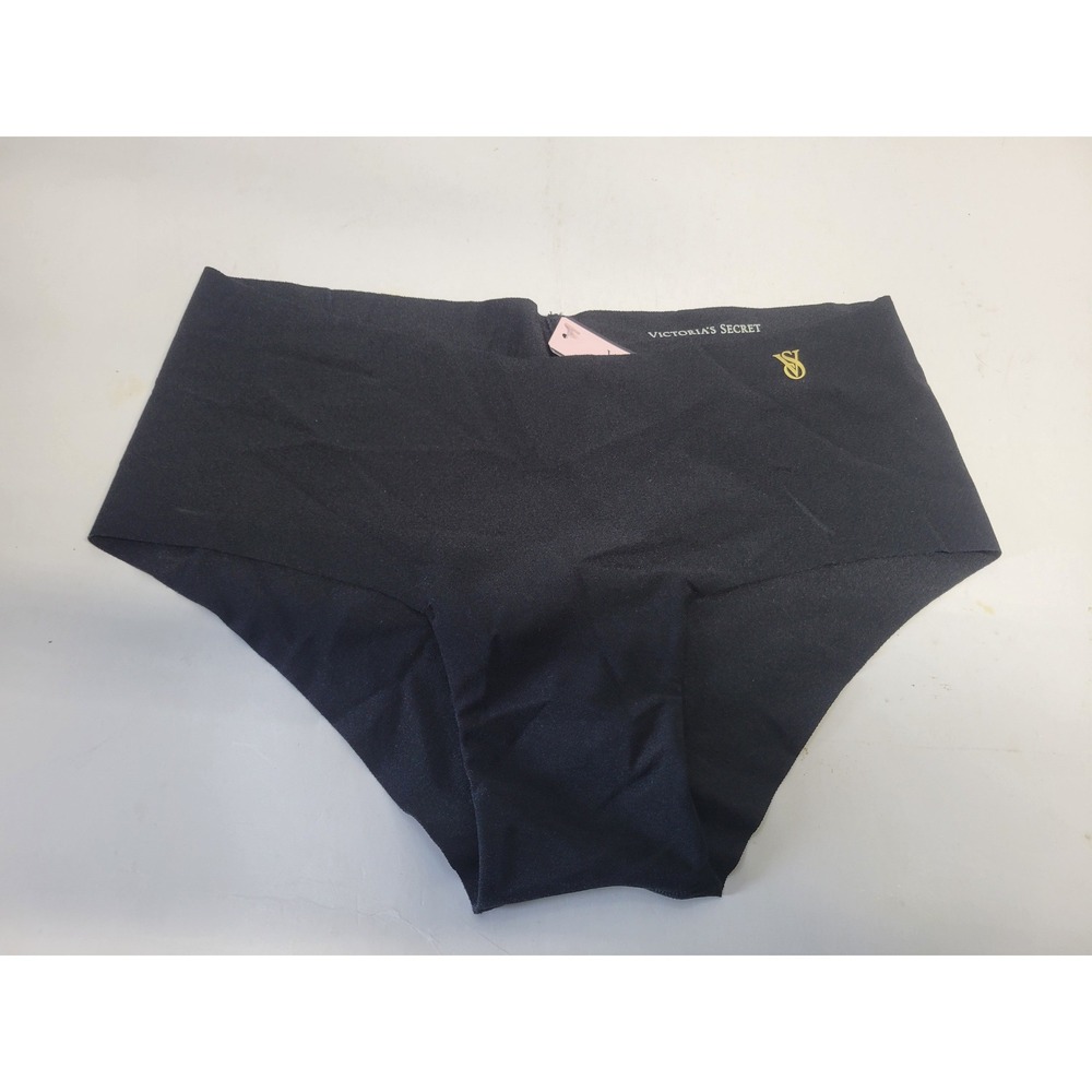 NWT Victoria's Secret Black Cheeky Panty XS GWC Gold Logo Seamless Comfort